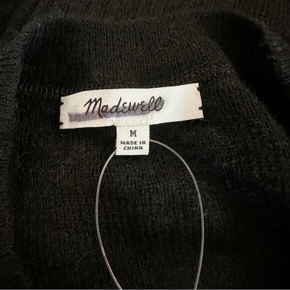 Madewell Sweater Womens Ribbed Alpaca-Blend Crewneck‎ Black Oversized M NEW - Picture 7 of 10